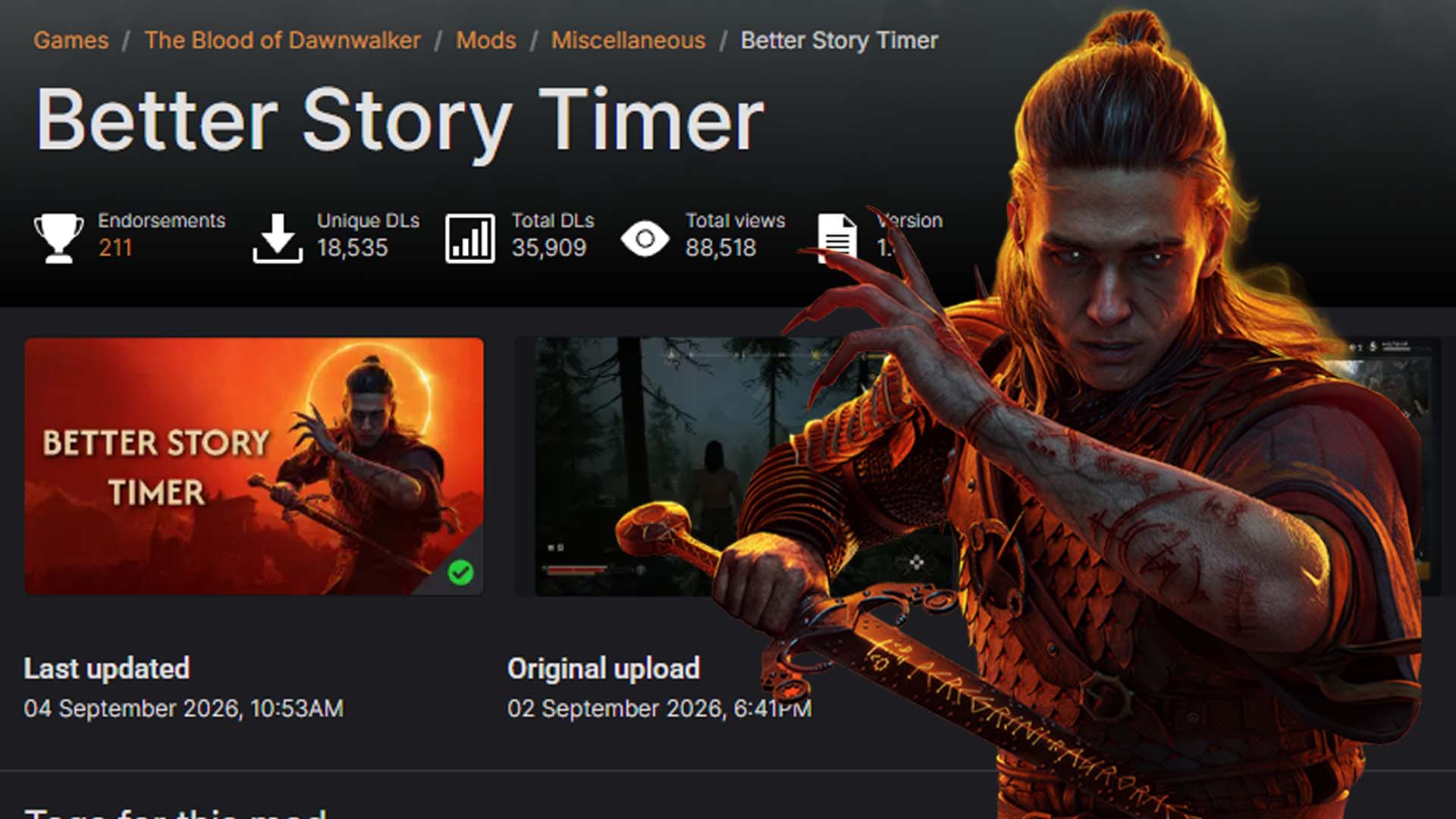 Blood of Dawnwalker: el mod "Better Story Timer" es el más popular en Nexus Mods